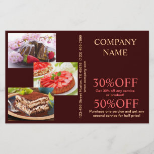 Flyer Padaria moderna do bolo do cupcake da sobremesa