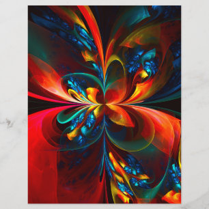 Flyer Padrão Azul Laranja-Abstrato Floral Moderno #14