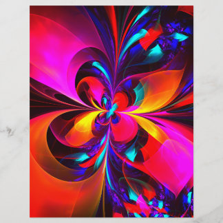 Flyer Padrão Azul Vermelho Abstrato Floral Moderno #07