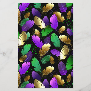 Flyer Padrão contínuo com penas de Mardi Gras