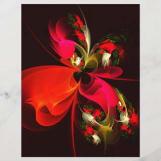 Flyer Padrão de Abstrato de Arte Vermelha Verde Floral M