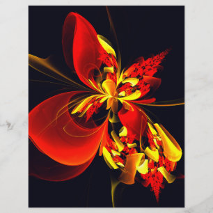 Flyer Padrão de Arte Abstrata Floral Amarelo Vermelho Mo