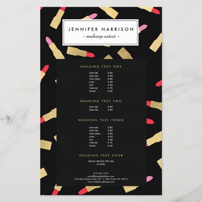 Flyer Padrão de Lipstick de luxo no artista da maquiagem (Frente)