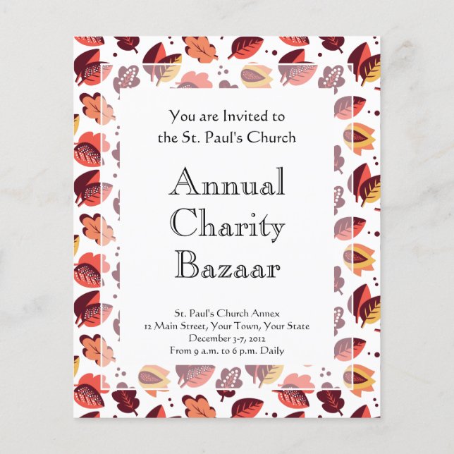 Flyer Padrão de outono de Deco de Arte Elegante deixa ou (Verso)