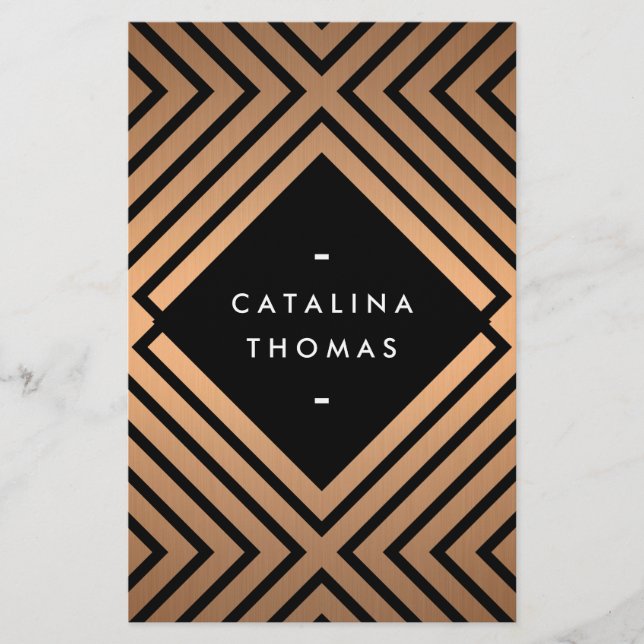 Flyer Padrão Dourado de preto e Rosa Geométrico Negrito (Frente)