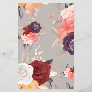 Flyer Padrão floral contínuo de rosas coloridas vívidas
