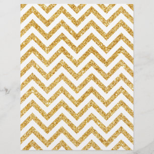 Flyer Padrão Glitter Dourado Branco Zigzag Stripes Chevr