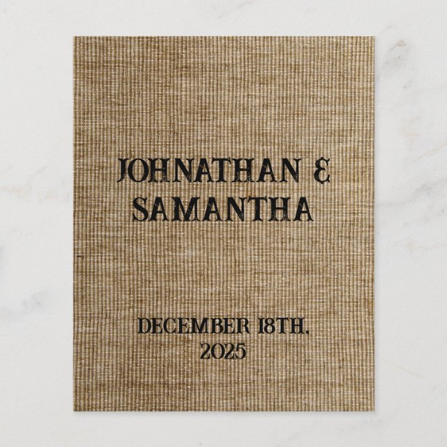 Flyer Padrão personalizado de burlap natural do casament (Frente)