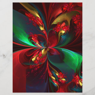 Flyer Padrão Verde Vermelho Abstrato Floral Moderno #11