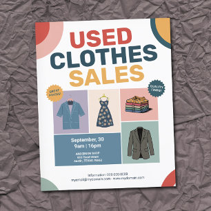 Flyer Padrões Geométricos Pastéis - Venda de Roupas Usad