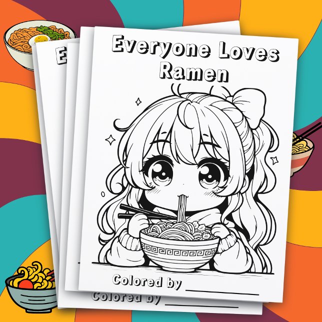 Flyer Página Color Me | Anime Girl Eating Ramen (Criador carregado)