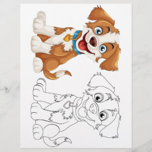 Flyer Página de coloração do cão de desenho animado boni