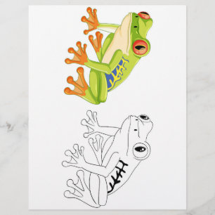 Flyer Página de coloração do sapo de desenho em branco
