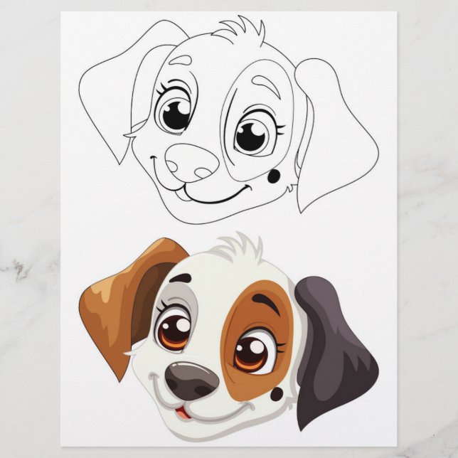 Flyer Página de colorir cães de desenho animado (Frente)