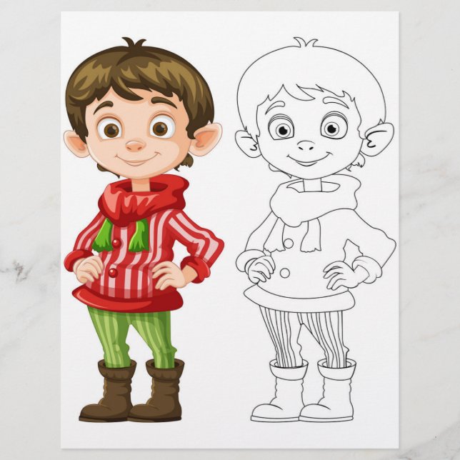 Flyer Página de colorir garota de desenho animado (Frente)