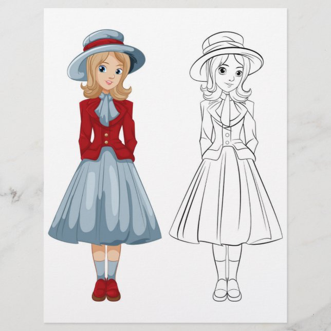 Flyer Página de colorir garota do palhaço de desenho (Frente)