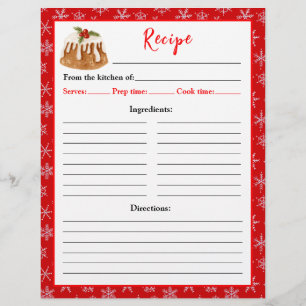 Flyer Página de Receita de Pudim de Natal de Confeitaria
