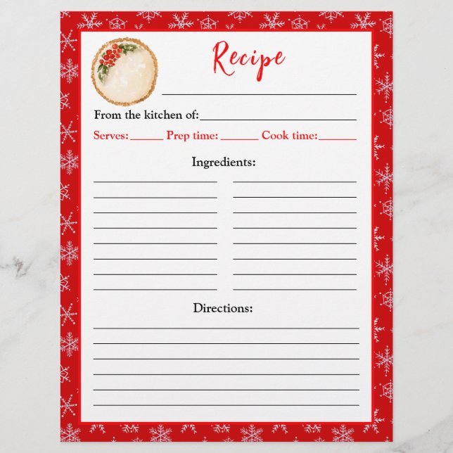 Flyer Página de Receita de Torta de Natal para Confeitar (Frente)
