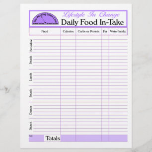 Flyer Página diária da ingestão de alimentos, para a
