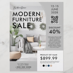 Flyer Página inicial do Mobiliário moderno Anúncio de ve