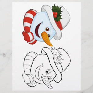 Flyer Página para colorir boneco de neve fofo