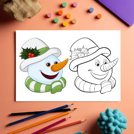 Flyer Página para colorir cabeça de boneco de neve de de