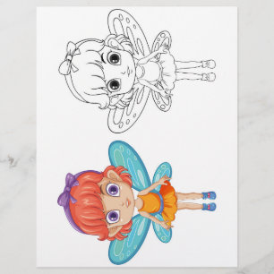 Flyer Página para colorir da Menina Fada Fofa