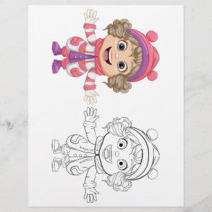 Flyer Página para colorir de desenho animado fofo com ro