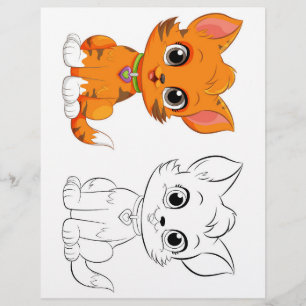 Flyer Página para colorir de gato fofo