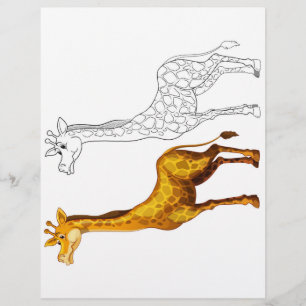 Flyer Página para colorir de girafa fofa