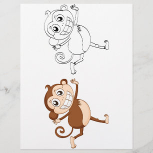 Flyer Página para colorir de macaco de desenho animado f