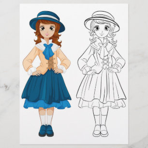 Flyer Página para colorir de menina palhaço de desenho a