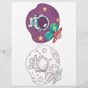 Flyer Página para colorir do espaço sideral