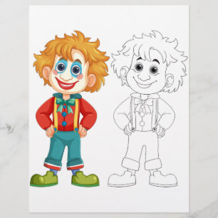 Flyer Página para colorir do homem palhaço de desenho an
