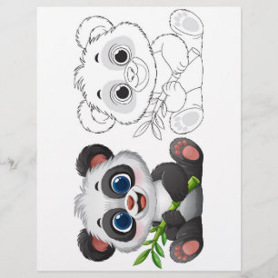 Flyer Página para colorir Panda de desenho animado fofo