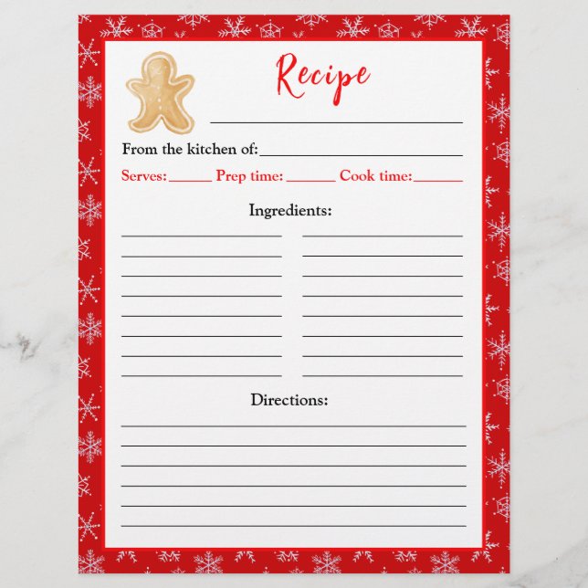 Flyer Página Receita do Homem de Pão de Banho Feriado (Frente)