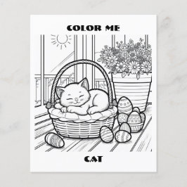 Flyer Páginas de Coloração do Cat in Basket Color Me Per
