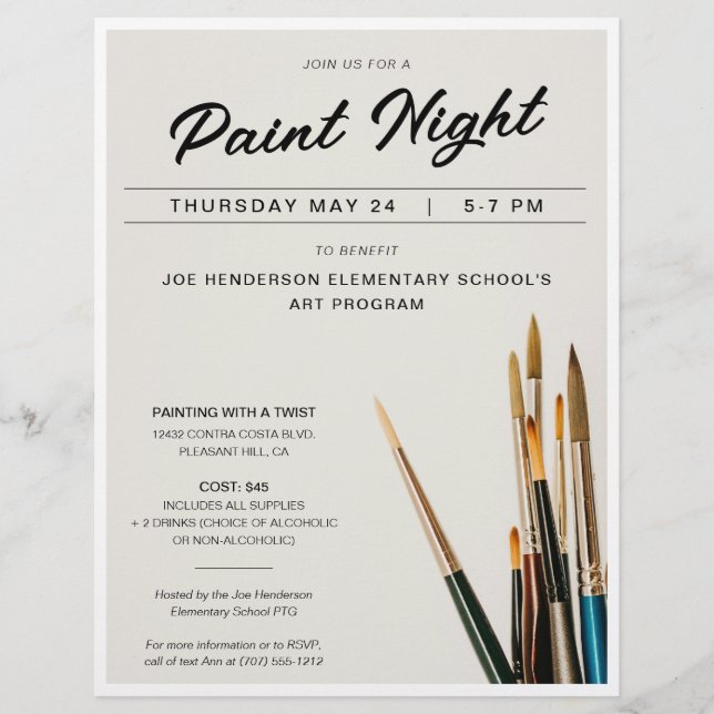 Flyer Paint Night Fundraiser (Frente)
