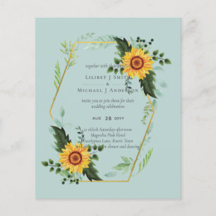 Flyer País Russo Girassóis Verde Orçamento de Casamento