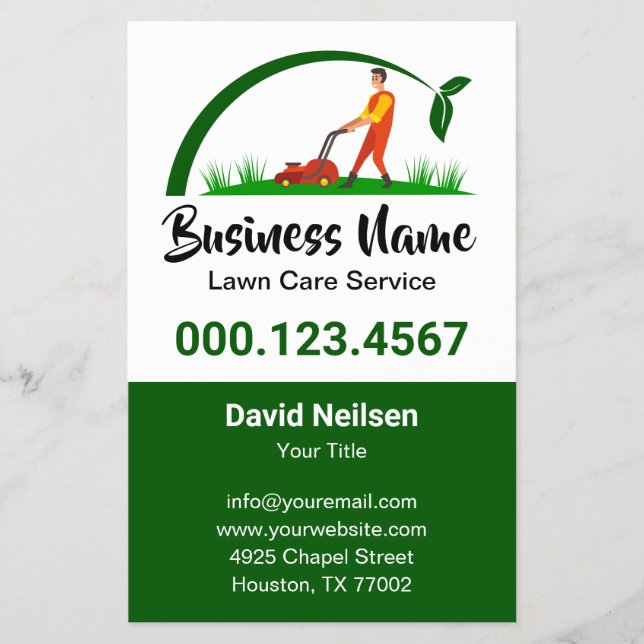 Flyer Paisagem de Cuidados Lâmpadas Simples com Grama Ve (Frente)