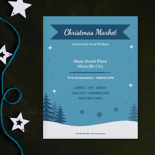 Flyer Paisagem de neve - Mercado de Natal Azul