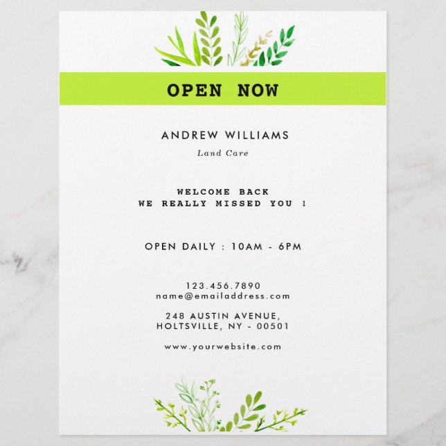 Flyer Paisagem moderna do tratamento de grama (Frente)