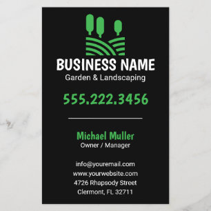 Flyer Paisagismo Jardim Árvores Verdes cuidado com o gra