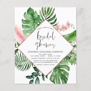 Flyer Palm Tropical Palm Watercolor Flye do Chá de pane