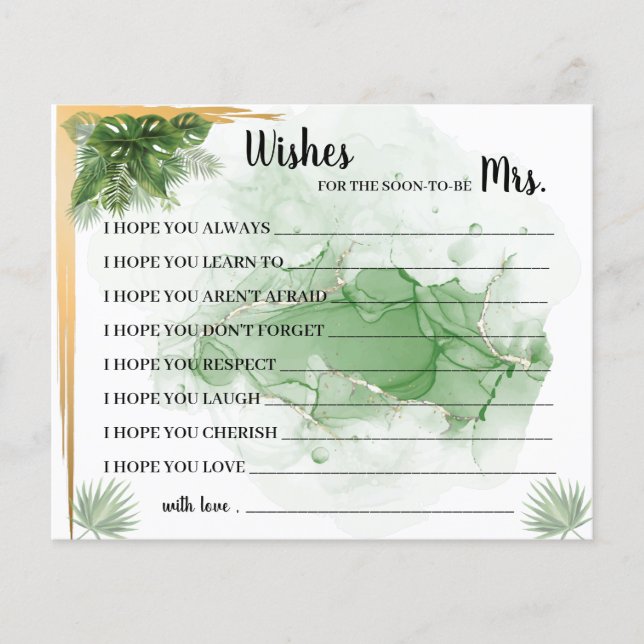 Flyer Palma Tropical Deseja que em breve a Sra. Chá Card (Frente)