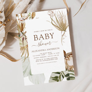 Flyer Pampas Orçamentárias Grass Boho Tropical Chá de