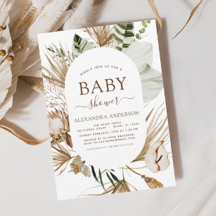 Flyer Pampas Orçamentárias Grass Boho Tropical Chá de