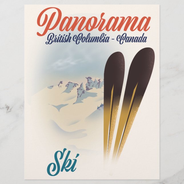 Flyer Panorama British Columbia Canada ski poster (Frente)