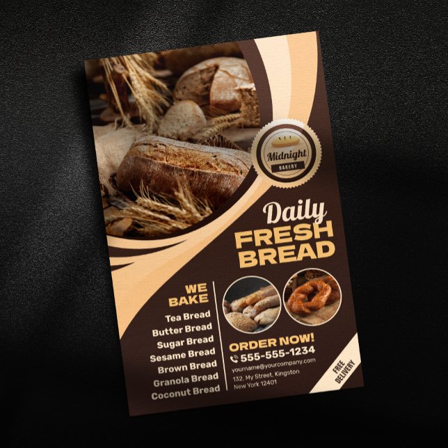 Flyer Pão de padaria castanho moderno Compra a cozinhar (Criador carregado)