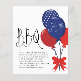 Flyer PAPEL | Balões Vermelhos Brancos e Azuis Convite p